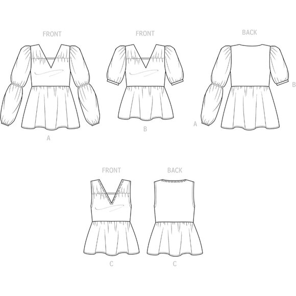 Simplicity S9545 Misses Peplum Tops Sewing Pattern 10-22 - Picture 3 of 8